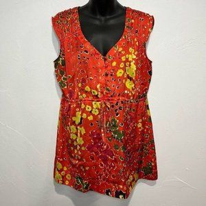 CABI M Satin Art Teacher Wildflower Floral Sleeveless Tank Tunic Top​​​​